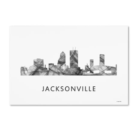 Marlene Watson 'Jacksonville Florida Skyline WB-BW' Canvas Art,12x19